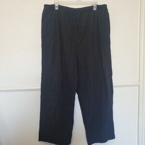 d & co denim company 100% cotton crepe black crop drawstring pants XL 36 X 26.5"